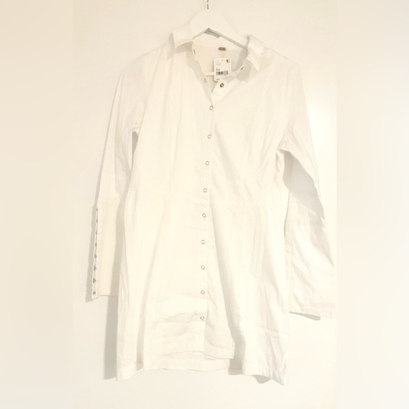 Free People flared sleeve denim mini dress in ivory Size XS NWT - Picture 6 of 8